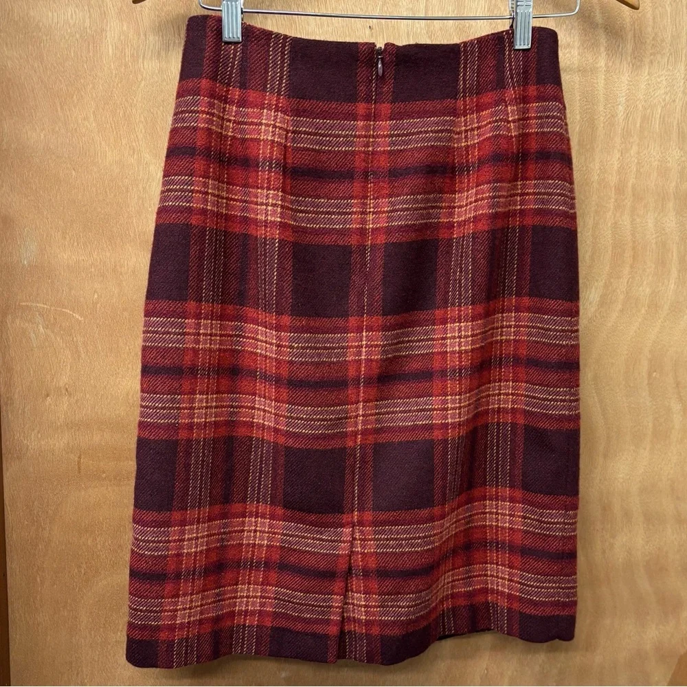 vintage 90s academia plaid wool blend skirt size 6 - Picture 2 of 9